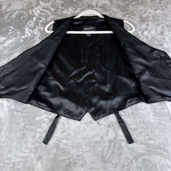 Vintage Katch Me SF Suede Leather Vest Men's L Black Snap Front Pockets (1166) - Picture 5 of 9